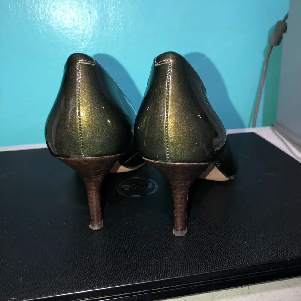 Coach Bowery heel Olive Green with Black Toe Cap - Picture 5 of 7
